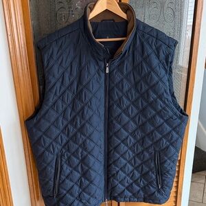 Brooks Brothers Quilted Navy Vest with Contrast Collar